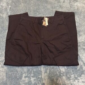 Madewell Barrel-Leg Utility Pant in Garment-Dyed Twill Jet Black Size 4 NWT